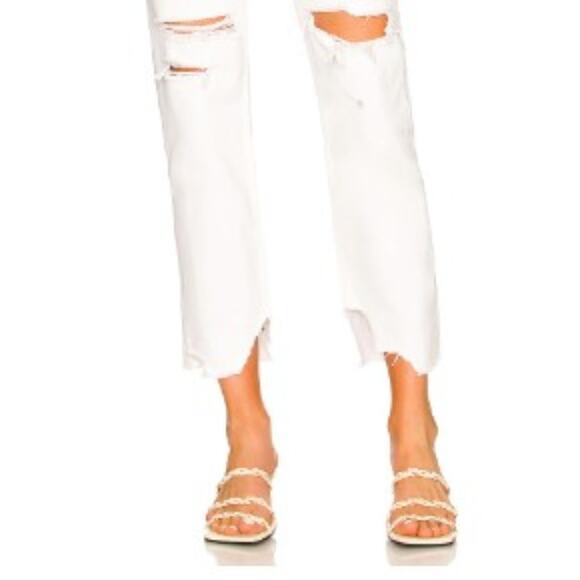 NEW w Tag Free People JEANS Sz 25 CHALK WHITE Tapered Boyfriend Knees Distressed - Picture 14 of 16